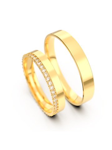 Par Aliança Casamento 4mm Ouro 18K Sunny Smiles Neumond joias